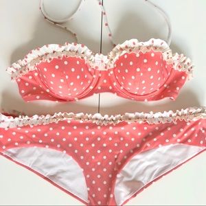 VICTORIA’s SECRET SWIM! Pink Polka dots w/ ruffles
